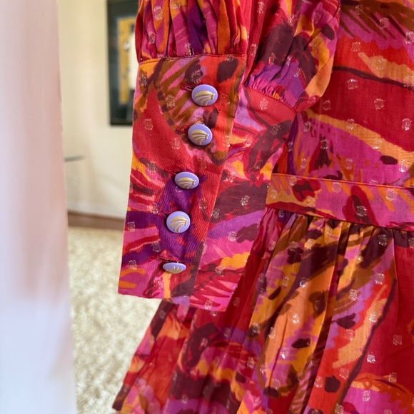 FARM Rio Banana Juice Chemise Mini Dress XS Tropical Cotton Belted Boho - Picture 7 of 15